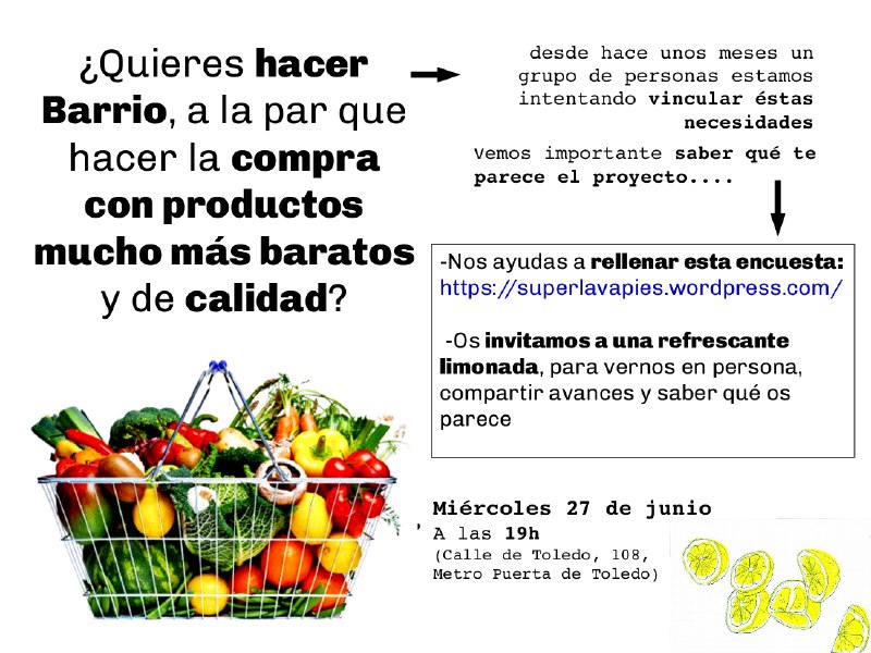 Limonada de presentación del grupo motor del Supermercado cooperativo de Lavapiés